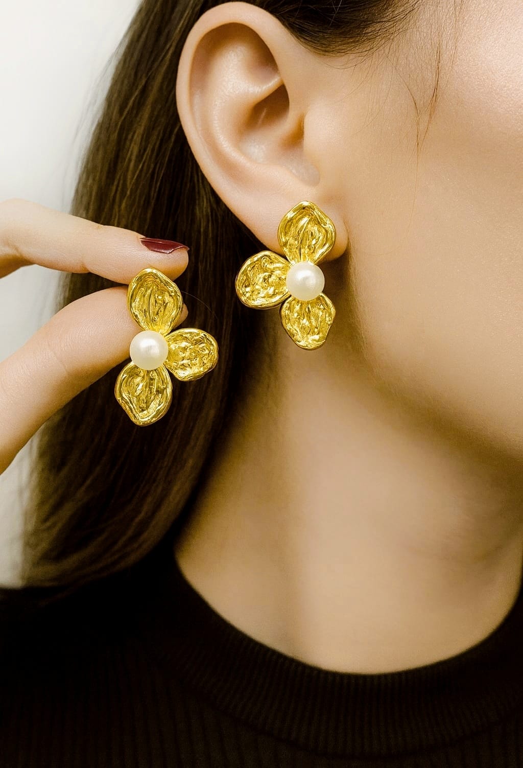 pendiente PETALO PERLA